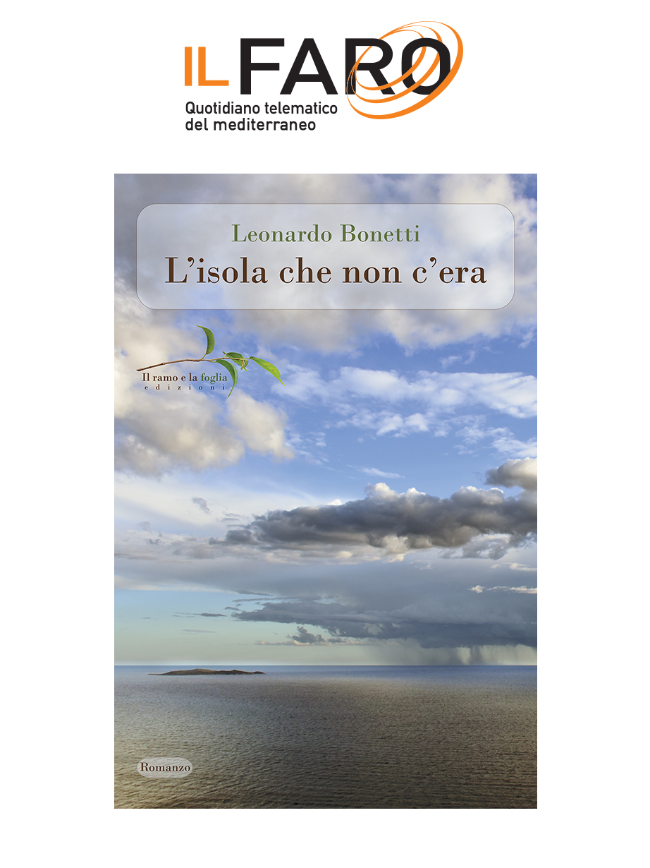 Logo di Il Faro online e copertina di “L’isola che non c’era”