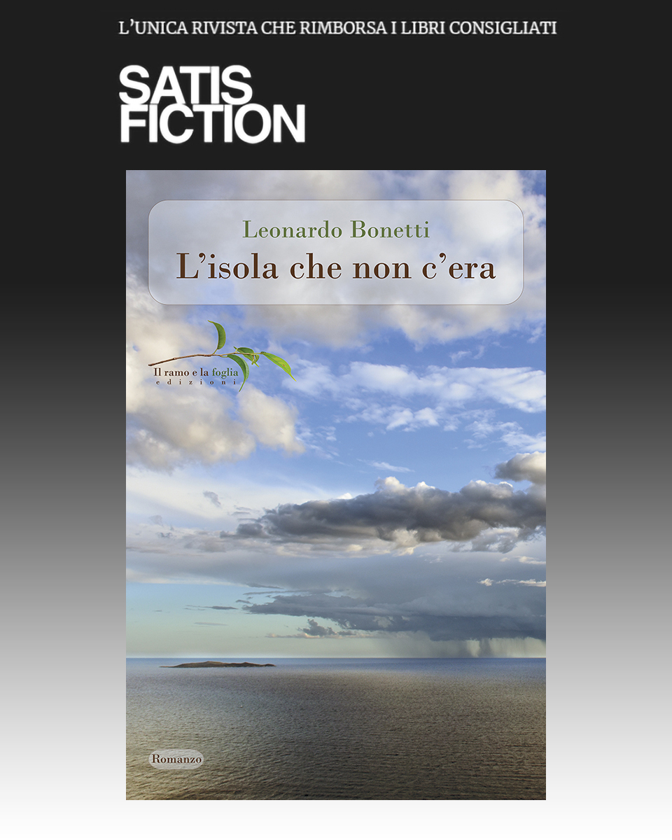 Logo di Satisfiction e copertina di “L’isola che non c’era”