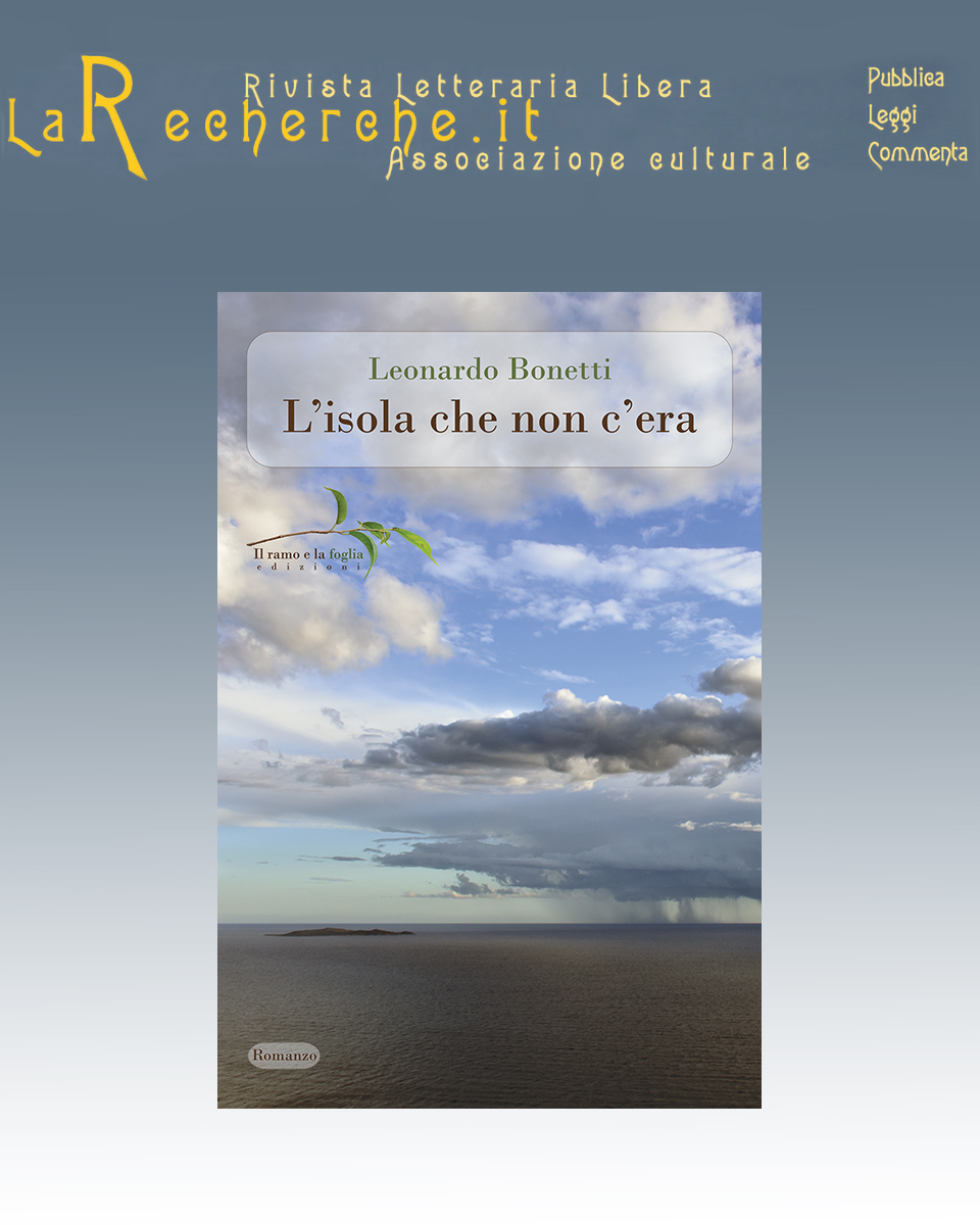 Logo di LaRecherche.it e copertina di “L’isola che non c’era”