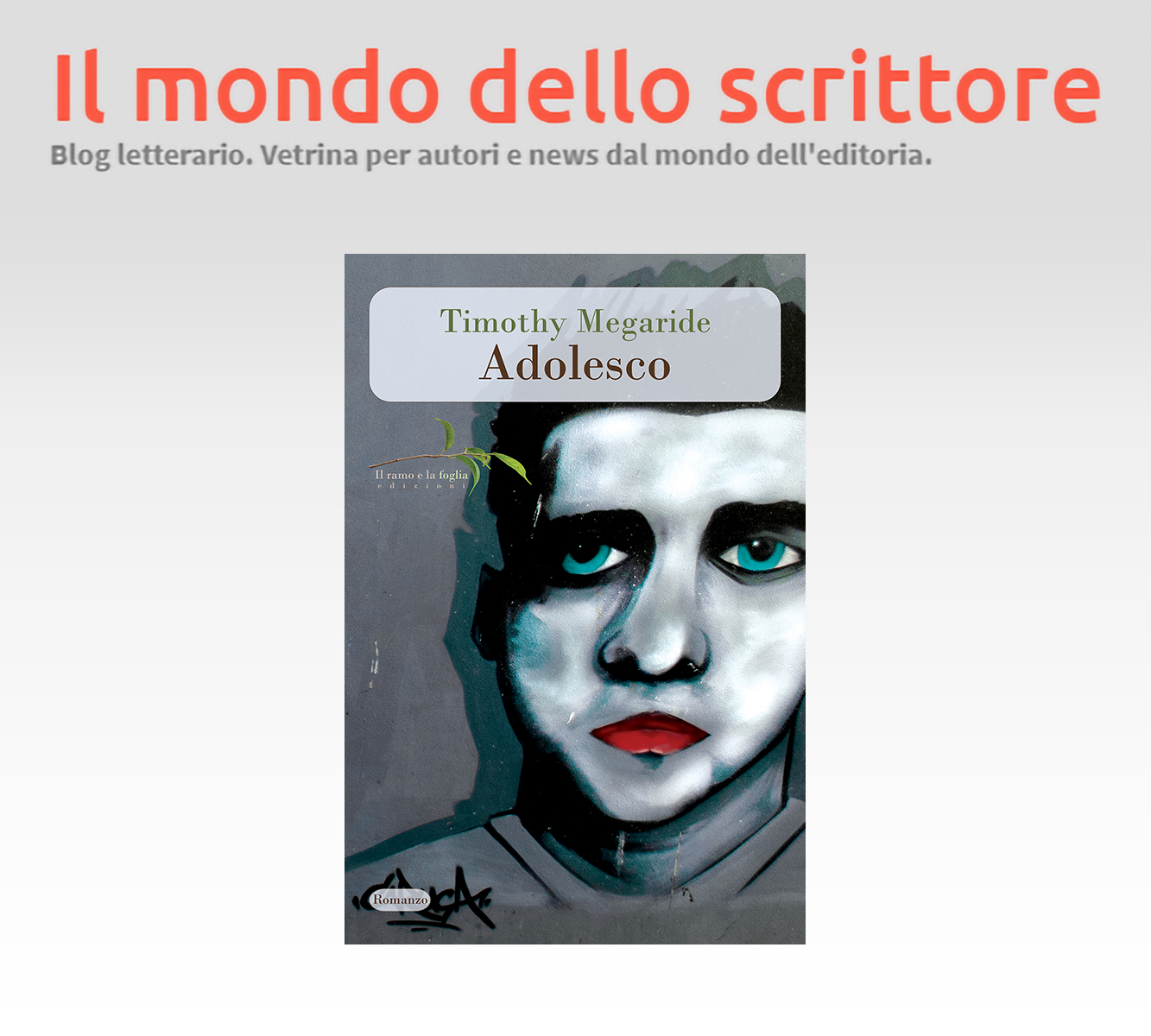 Logo di “Il mondo dello scrittore” e copertina di “Adolesco”