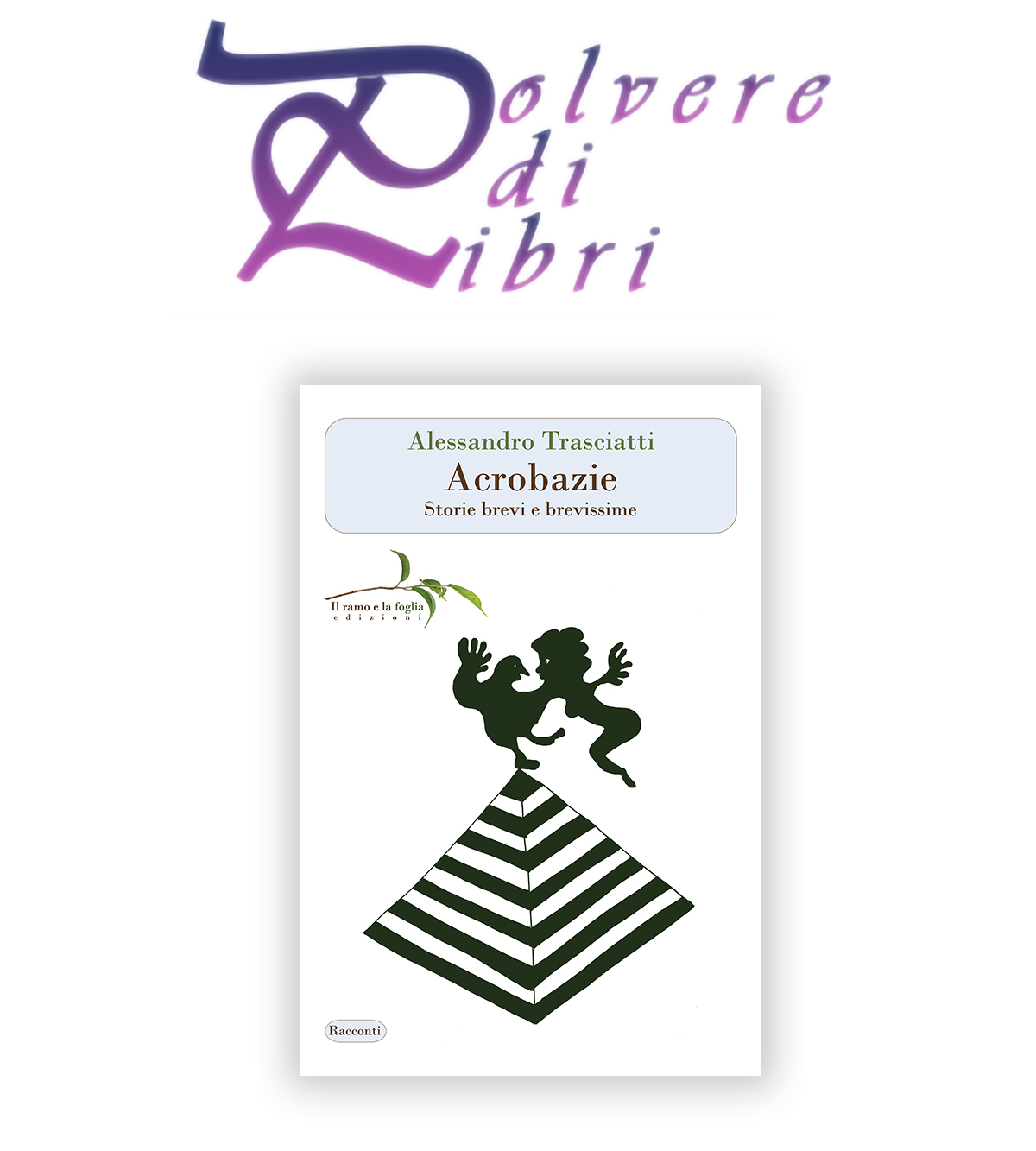 Logo di Polvere di Libri e copertina di “Acrobazie”