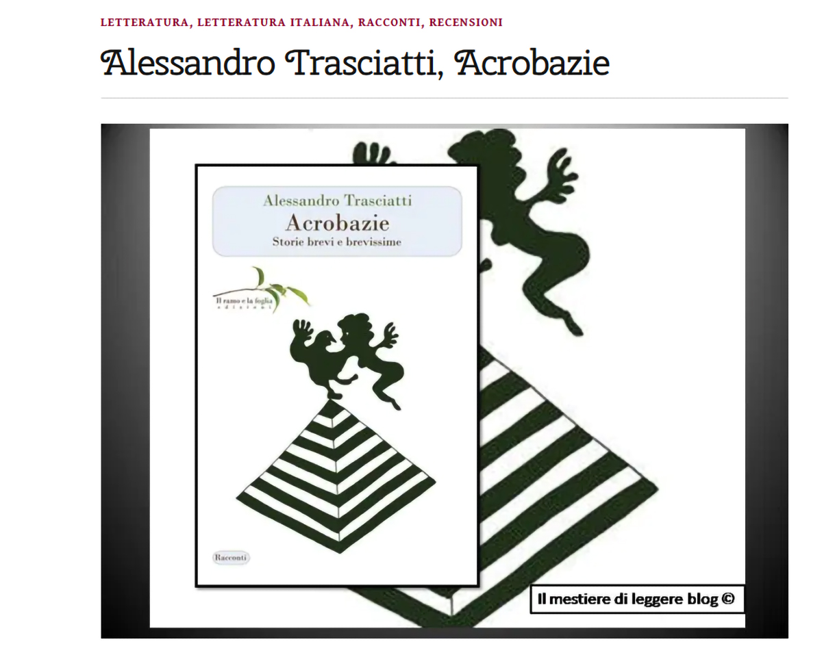 Pagina di Il Mestiere di Leggere con la copertina “Acrobazie”