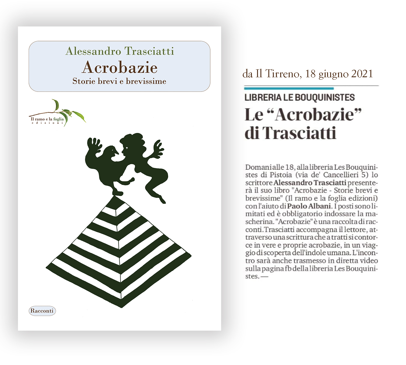 Articolo su Il Tirreno e copertina di Acrobazie