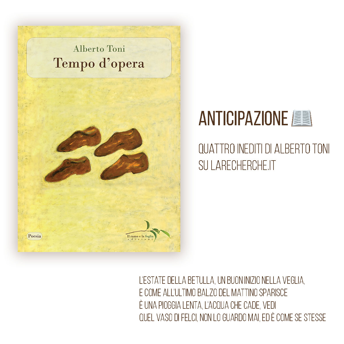 La copertina di “Tempo d’opera” e i titoli delle poesie anticipate