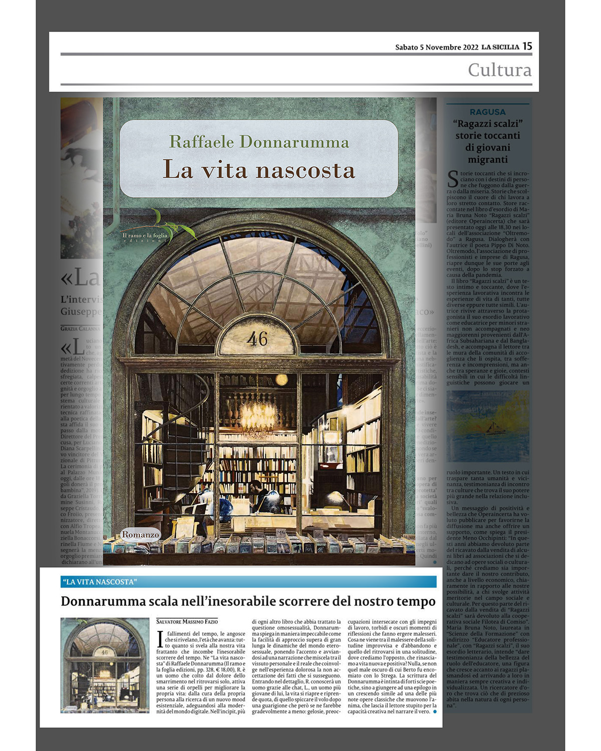 Pagina del quotidiano La Sicilia, 05/11/2022