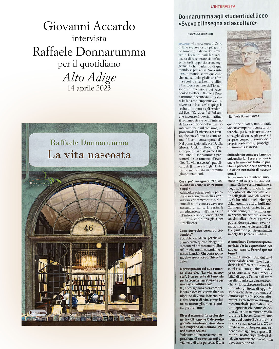 Pagina del quotidiano Alto Adige