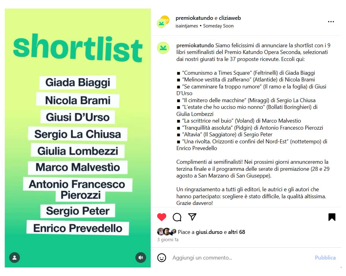 grafica tratta da ig del Premio Katundo
