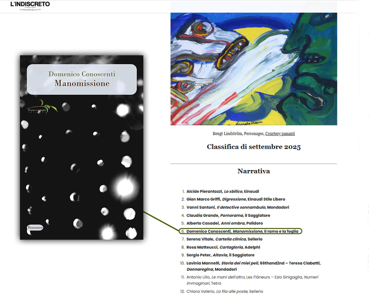 grafica tratta dal sito di L’Indiscreto, la copertina di Manomissione è stata aggiunta da noi